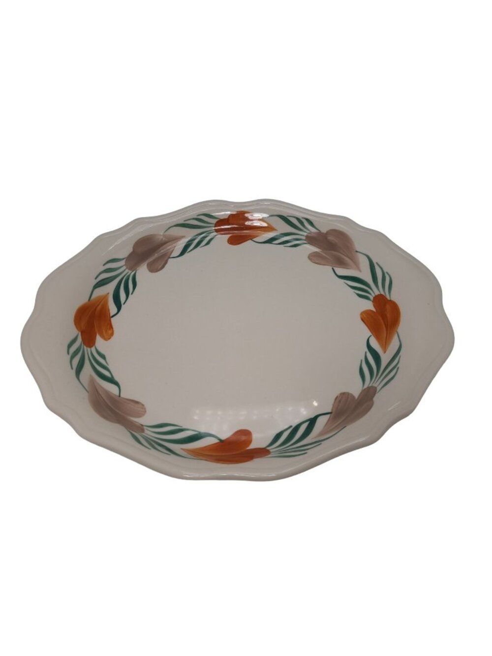 Syracuse China Chantilly Oval Plate 12in Hand Painted Floral Orange Green Design